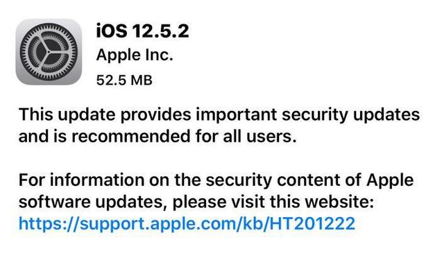 项城苹果手机维修分享iOS12.5.2发布，建议所有老苹果用户安装 